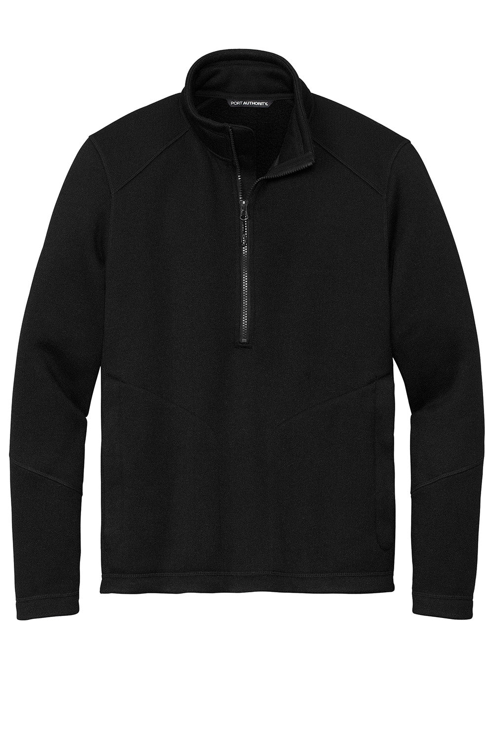 Port Authority F426 Mens Arc Sweater Fleece 1/4 Zip Jacket Deep Black Flat Front