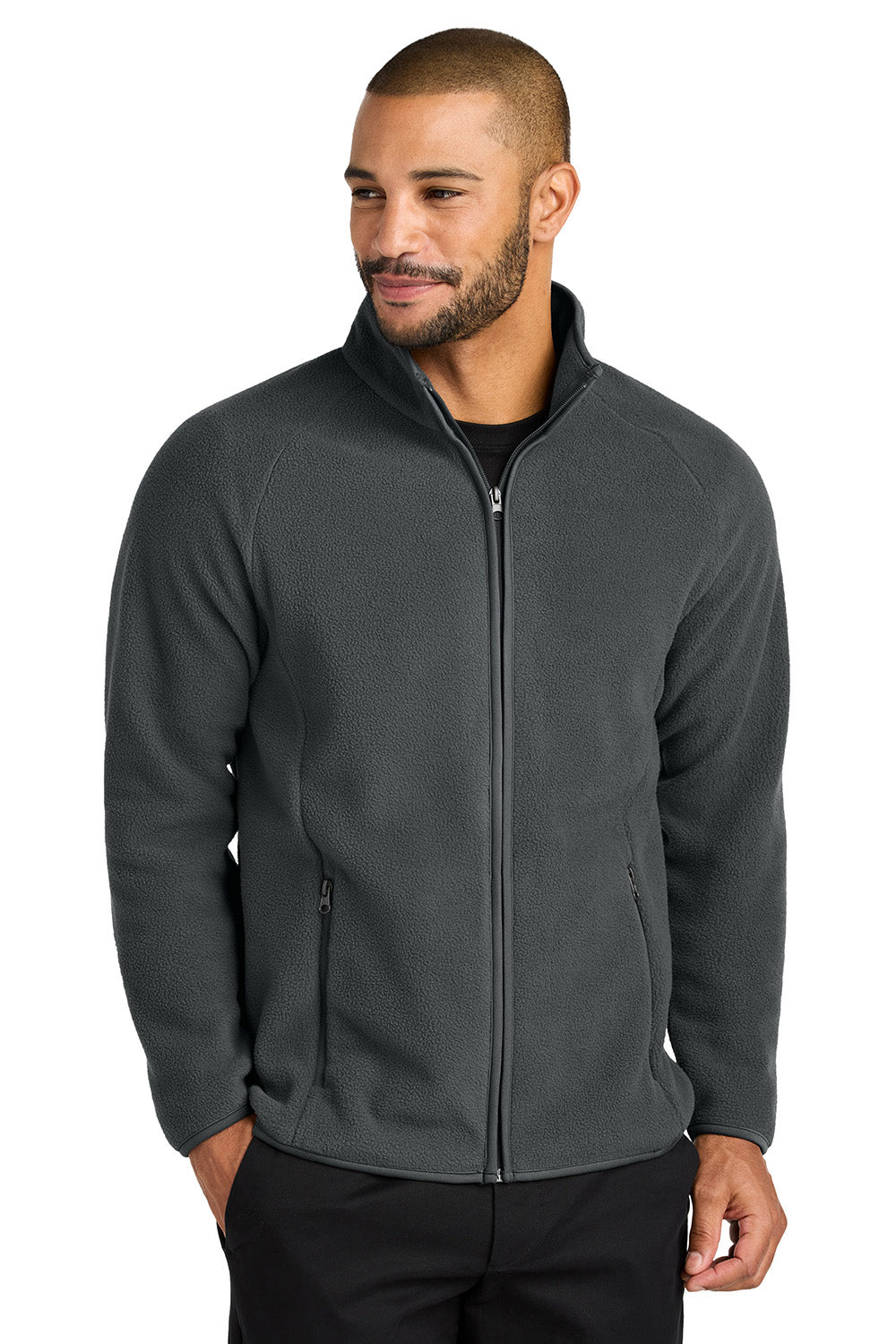 Port Authority F700 Mens C-FREE Raglan Fleece Full Zip Jacket Steel Grey Model Front