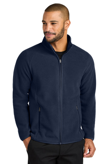 Port Authority F700 Mens C-FREE Raglan Fleece Full Zip Jacket True Navy Blue Model Front