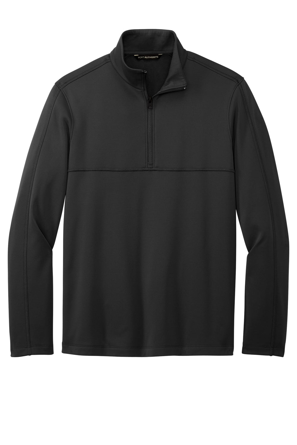 Port Authority F804 Mens Smooth Fleece 1/4 Zip Jacket Deep Black Flat Front