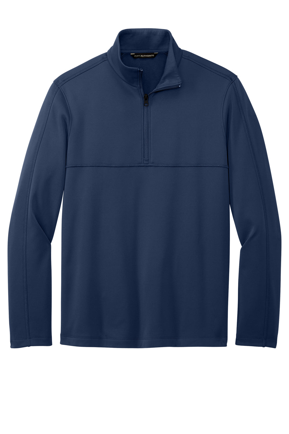 Port Authority F804 Mens Smooth Fleece 1/4 Zip Jacket River Navy Blue Flat Front