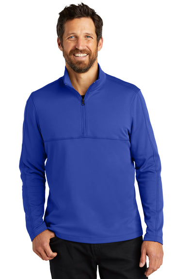 Port Authority F804 Mens Smooth Fleece 1/4 Zip Jacket True Royal Blue Model Front