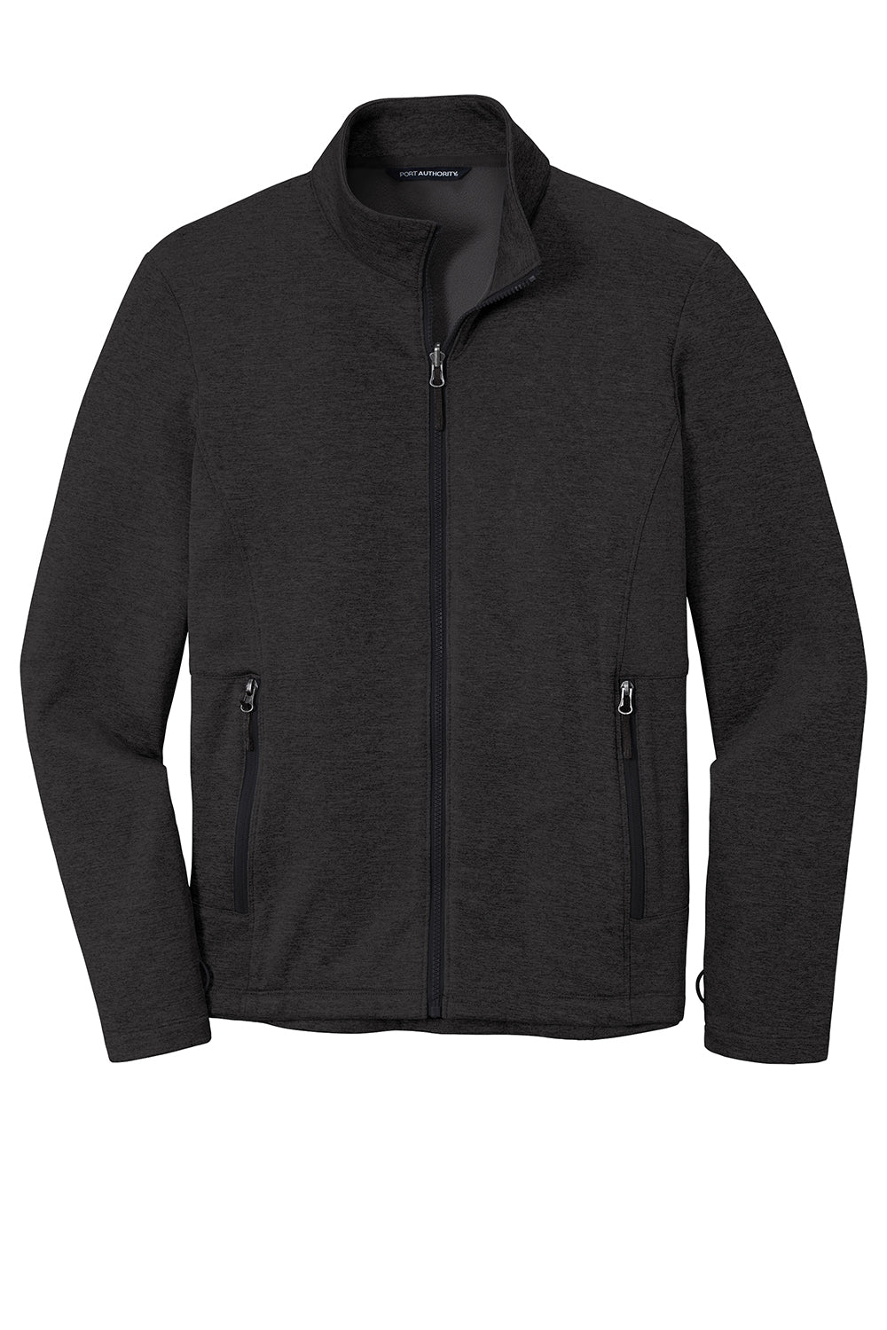 Port Authority F905 Mens Collective Striated Fleece Full Zip Jacket Heather Deep Black Flat Front