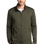 Port Authority Mens Collective Striated Fleece Full Zip Jacket - Heather Deep Olive Green