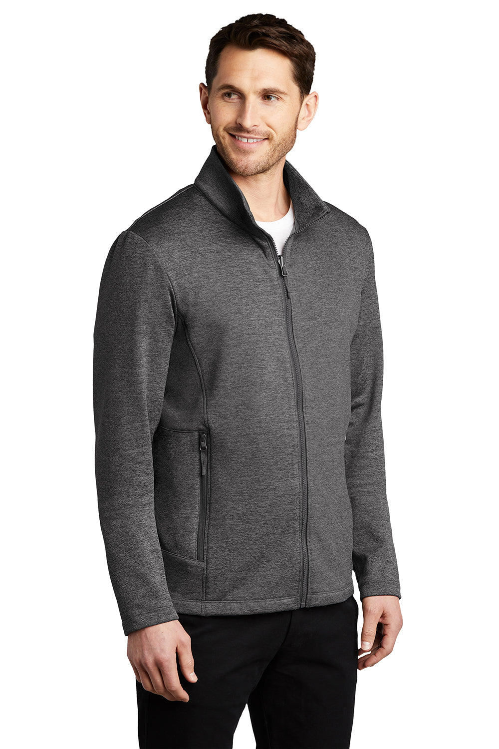 Port Authority F905 Mens Collective Striated Fleece Full Zip Jacket Heather Sterling Grey Model 3q