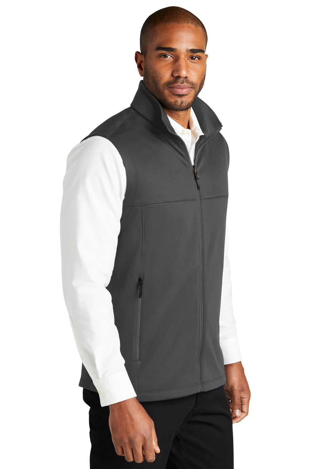 Port Authority F906 Mens Collective Smooth Fleece Full Zip Vest Graphite Grey Model 3q