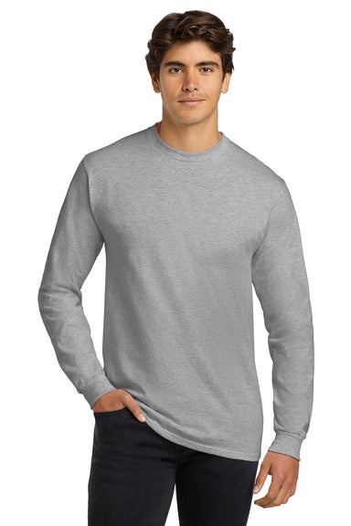 Gildan G2400/G240/2400 Mens Ultra Long Sleeve Crewneck T-Shirt Ash Grey Model Front