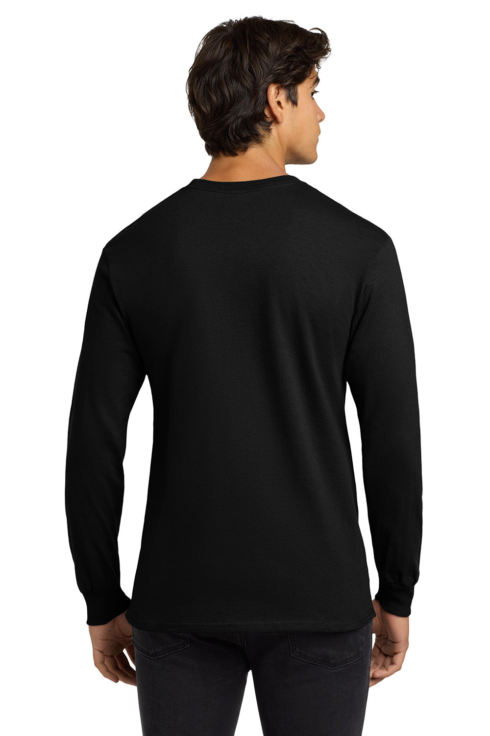 Gildan G2400/G240/2400 Mens Ultra Long Sleeve Crewneck T-Shirt Black Model Back