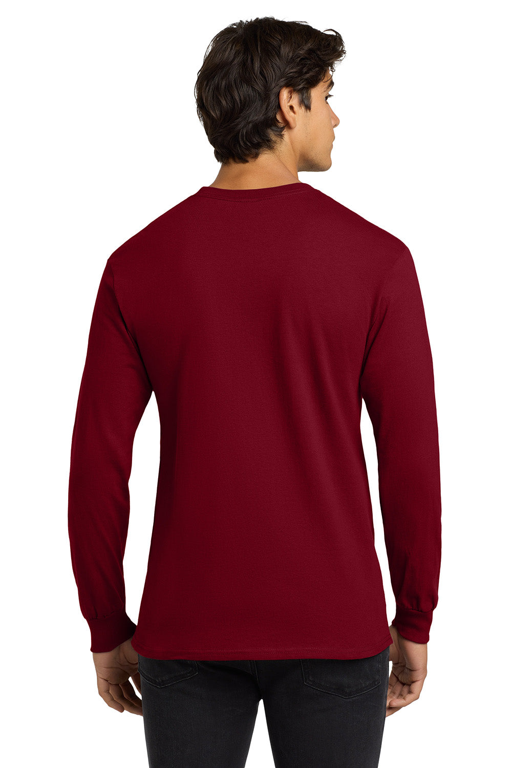 Gildan G2400/G240/2400 Mens Ultra Long Sleeve Crewneck T-Shirt Cardinal Red Model Back