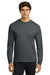 Gildan G2400/G240/2400 Mens Ultra Long Sleeve Crewneck T-Shirt Heather Dark Grey Model Front