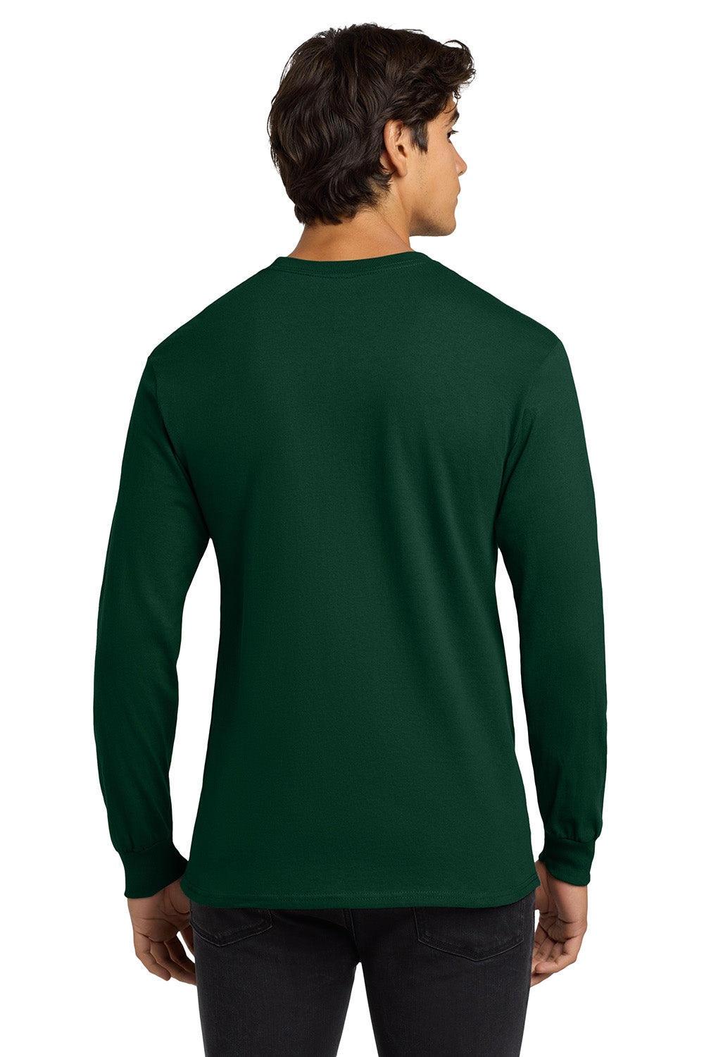 Gildan G2400/G240/2400 Mens Ultra Long Sleeve Crewneck T-Shirt Forest Green Model Back