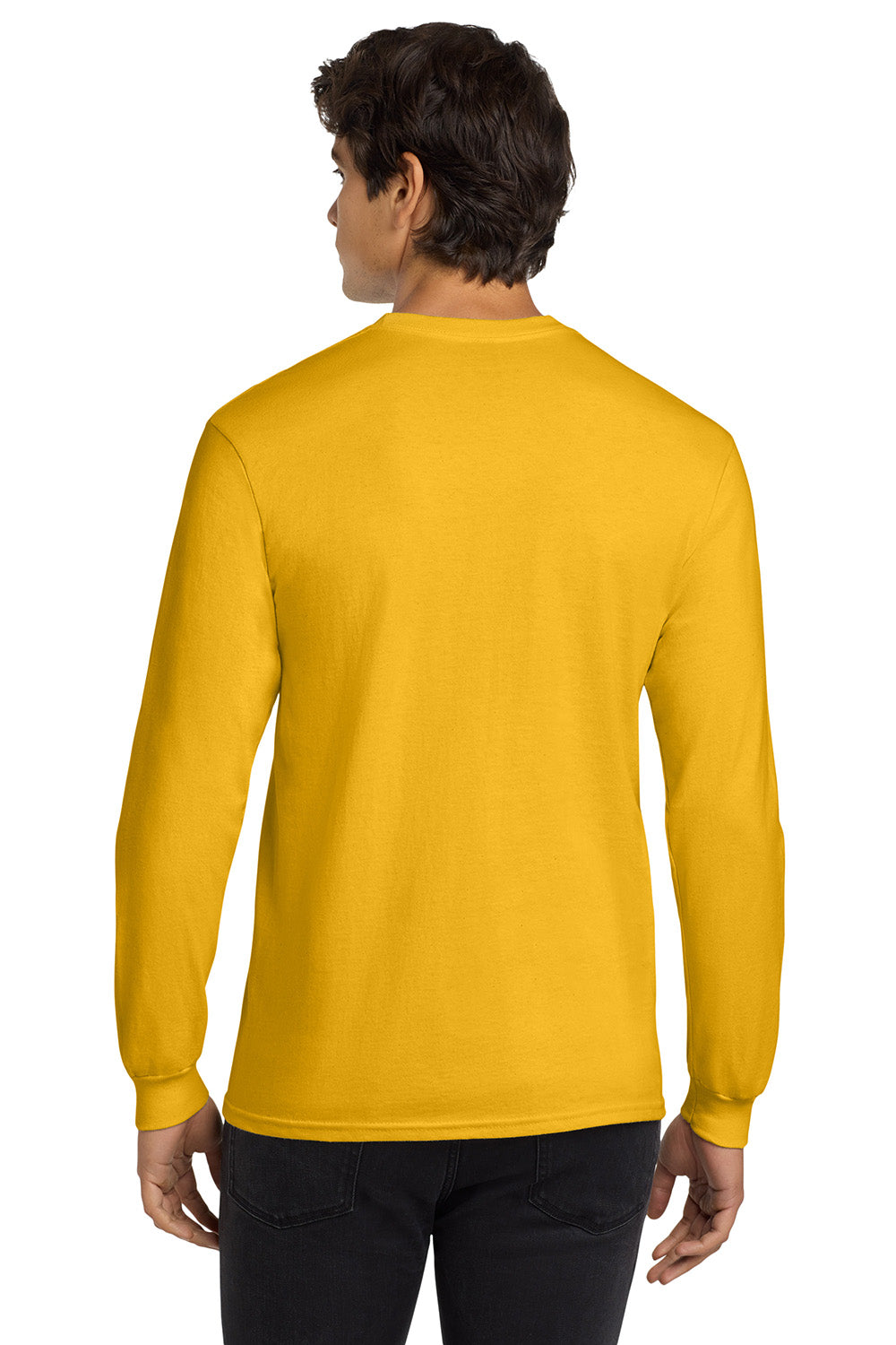 Gildan G2400/G240/2400 Mens Ultra Long Sleeve Crewneck T-Shirt Gold Model Back