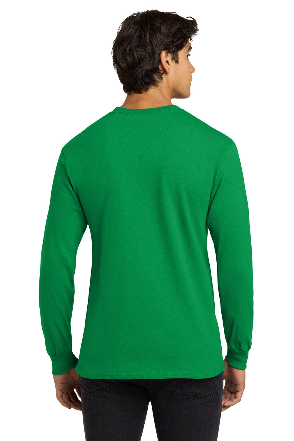 Gildan G2400/G240/2400 Mens Ultra Long Sleeve Crewneck T-Shirt Irish Green Model Back