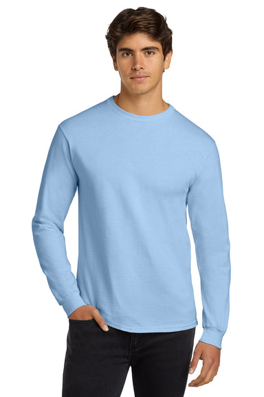 Gildan G2400/G240/2400 Mens Ultra Long Sleeve Crewneck T-Shirt Light Blue Model Front