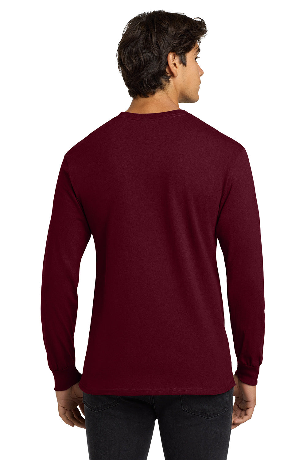 Gildan G2400/G240/2400 Mens Ultra Long Sleeve Crewneck T-Shirt Maroon Model Back