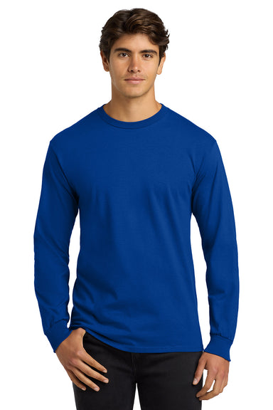 Gildan G2400/G240/2400 Mens Ultra Long Sleeve Crewneck T-Shirt Royal Blue Model Front