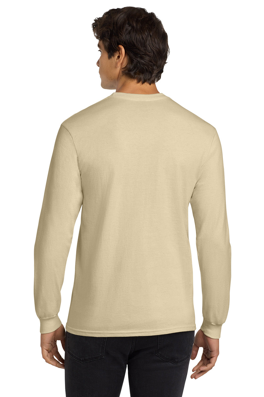 Gildan G2400/G240/2400 Mens Ultra Long Sleeve Crewneck T-Shirt Sand Model Back