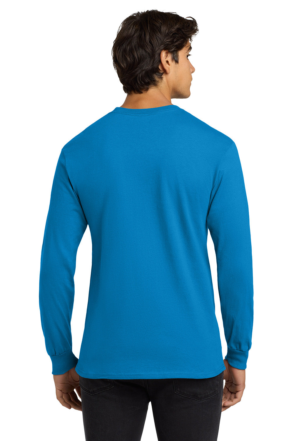 Gildan G2400/G240/2400 Mens Ultra Long Sleeve Crewneck T-Shirt Sapphire Blue Model Back