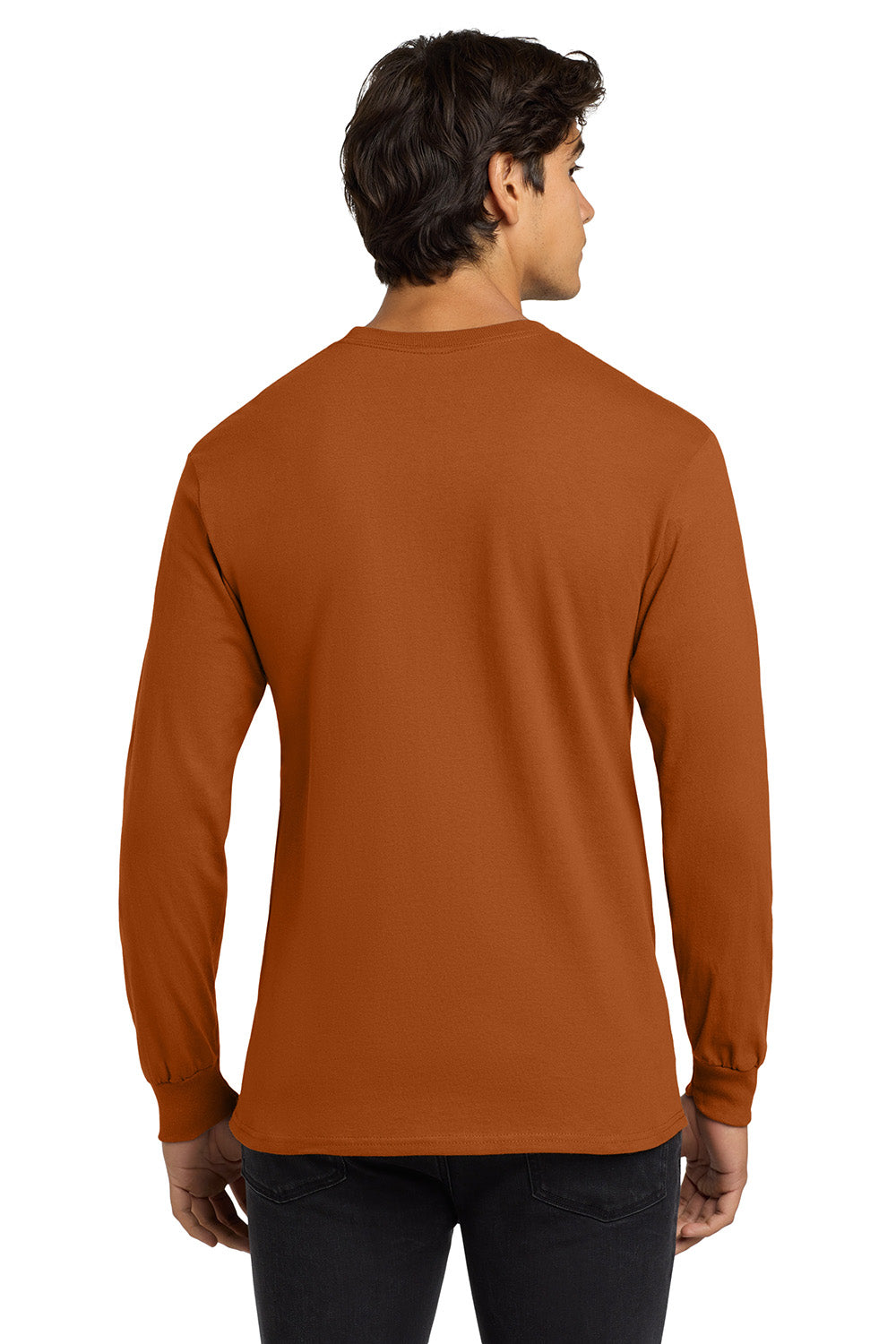 Gildan G2400/G240/2400 Mens Ultra Long Sleeve Crewneck T-Shirt Texas Orange Model Back