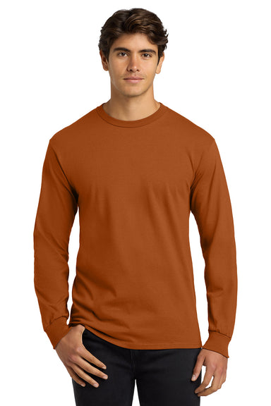 Gildan G2400/G240/2400 Mens Ultra Long Sleeve Crewneck T-Shirt Texas Orange Model Front