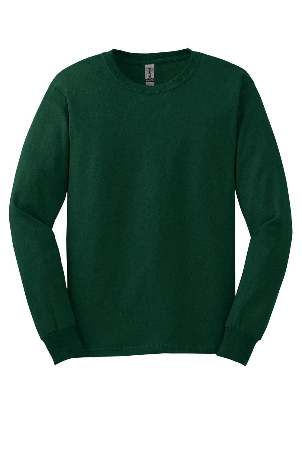 Gildan G2400/G240/2400 Mens Ultra Long Sleeve Crewneck T-Shirt Forest Green Flat Front