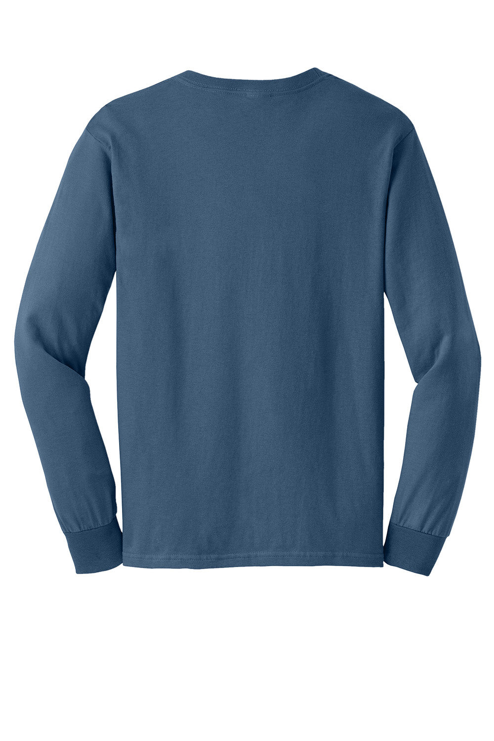 Gildan G2400/G240/2400 Mens Ultra Long Sleeve Crewneck T-Shirt Indigo Blue Flat Back