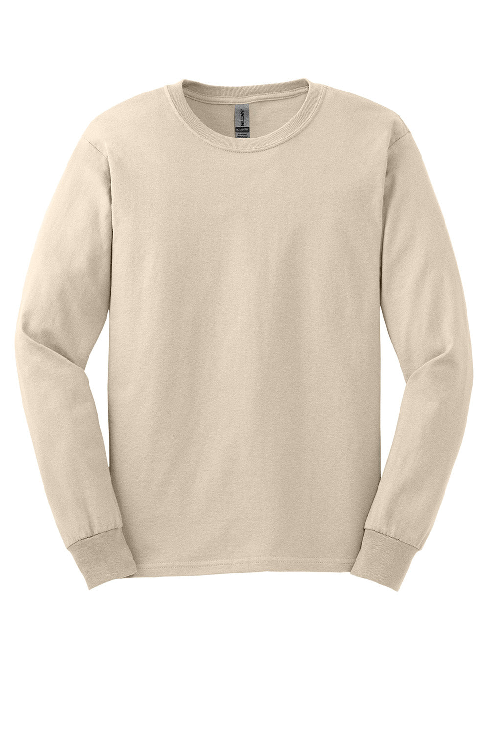 Gildan G2400/G240/2400 Mens Ultra Long Sleeve Crewneck T-Shirt Natural Flat Front