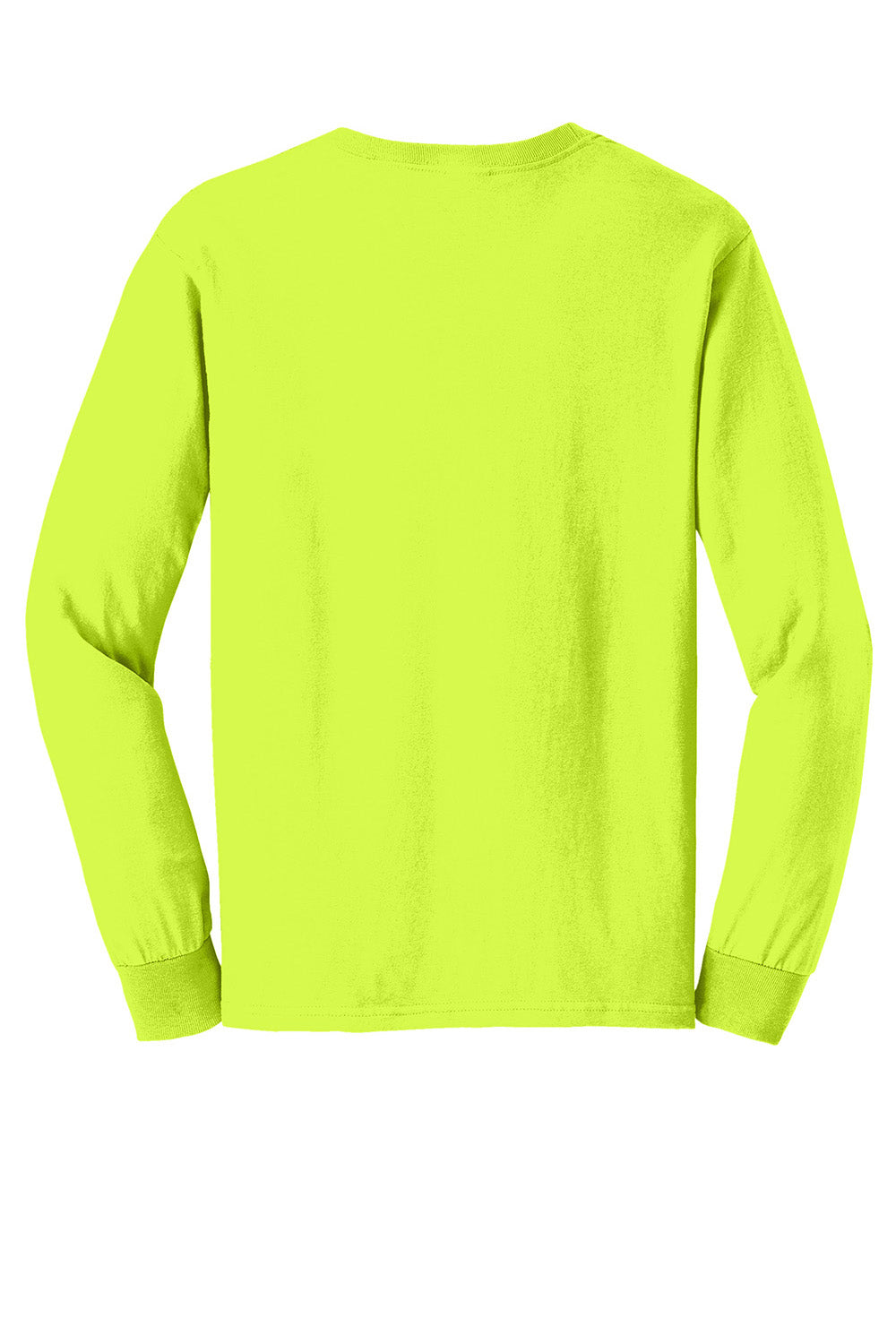 Gildan G2400/G240/2400 Mens Ultra Long Sleeve Crewneck T-Shirt Safety Green Flat Back