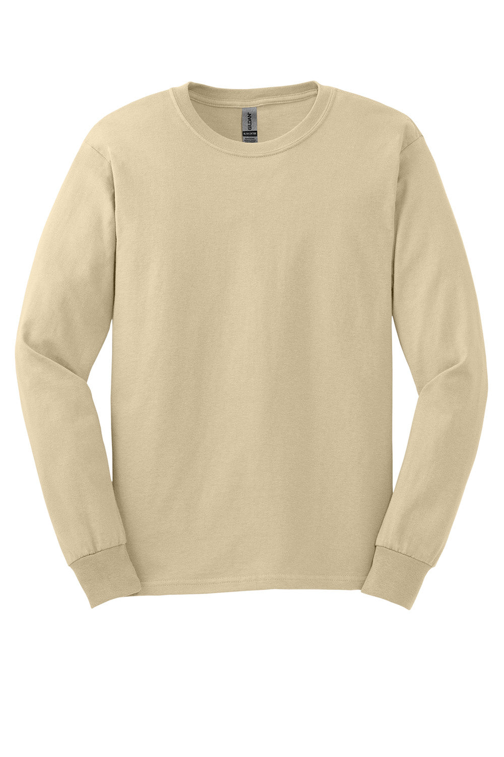 Gildan G2400/G240/2400 Mens Ultra Long Sleeve Crewneck T-Shirt Sand Flat Front