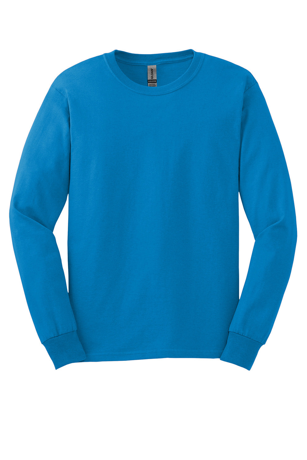 Gildan G2400/G240/2400 Mens Ultra Long Sleeve Crewneck T-Shirt Sapphire Blue Flat Front