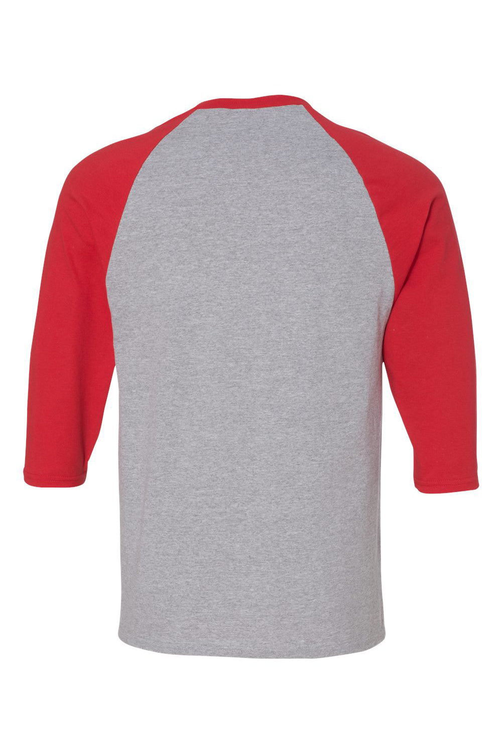 Gildan 5700/G570 Mens 3/4 Sleeve Crewneck T-Shirt Sport Grey/Red Flat Back