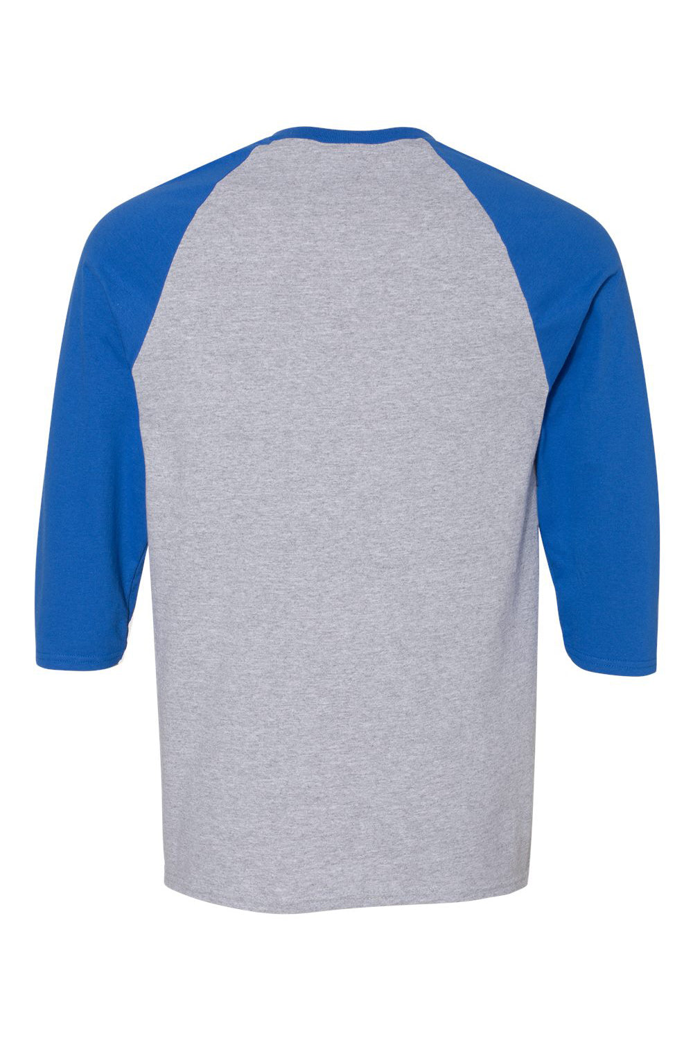 Gildan 5700/G570 Mens 3/4 Sleeve Crewneck T-Shirt Sport Grey/Royal Blue Flat Back