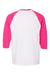 Gildan 5700/G570 Mens 3/4 Sleeve Crewneck T-Shirt White/Heliconia Pink Flat Back