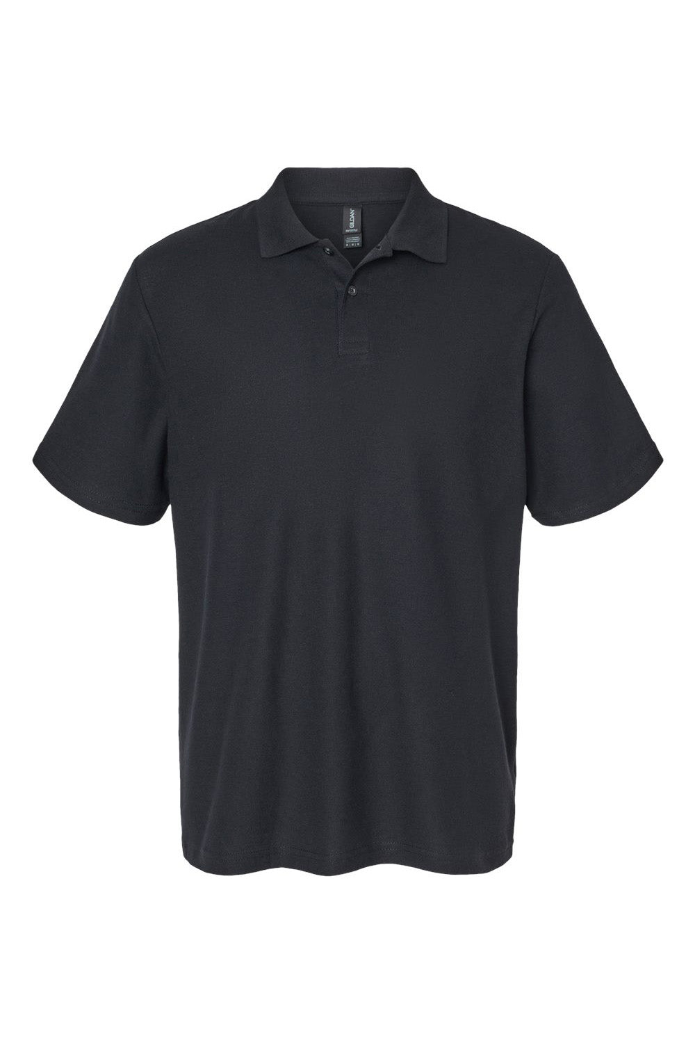 Gildan G648 Mens SoftStyle Double Pique Short Sleeve Polo Shirt Black Flat Front