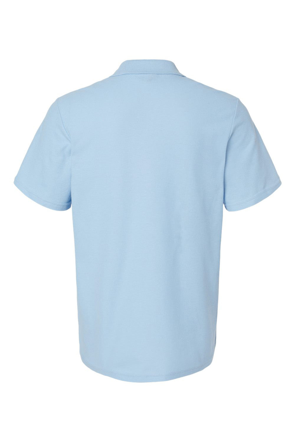 Gildan G648 Mens SoftStyle Double Pique Short Sleeve Polo Shirt Light Blue Flat Back