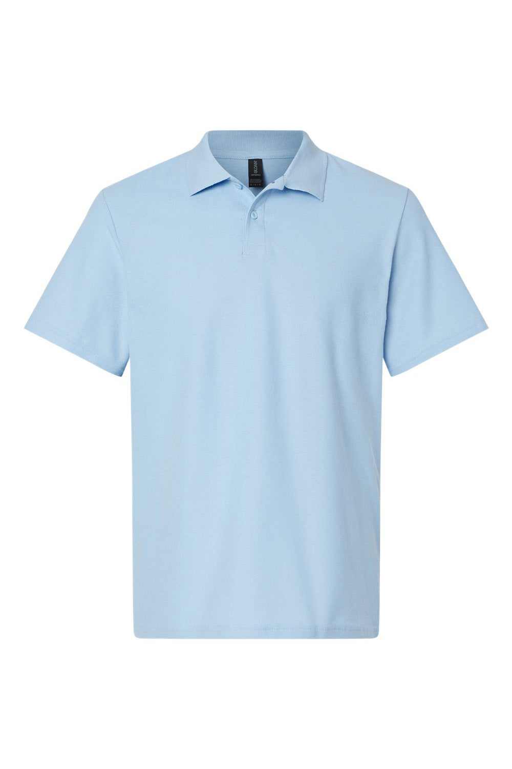 Gildan G648 Mens SoftStyle Double Pique Short Sleeve Polo Shirt Light Blue Flat Front