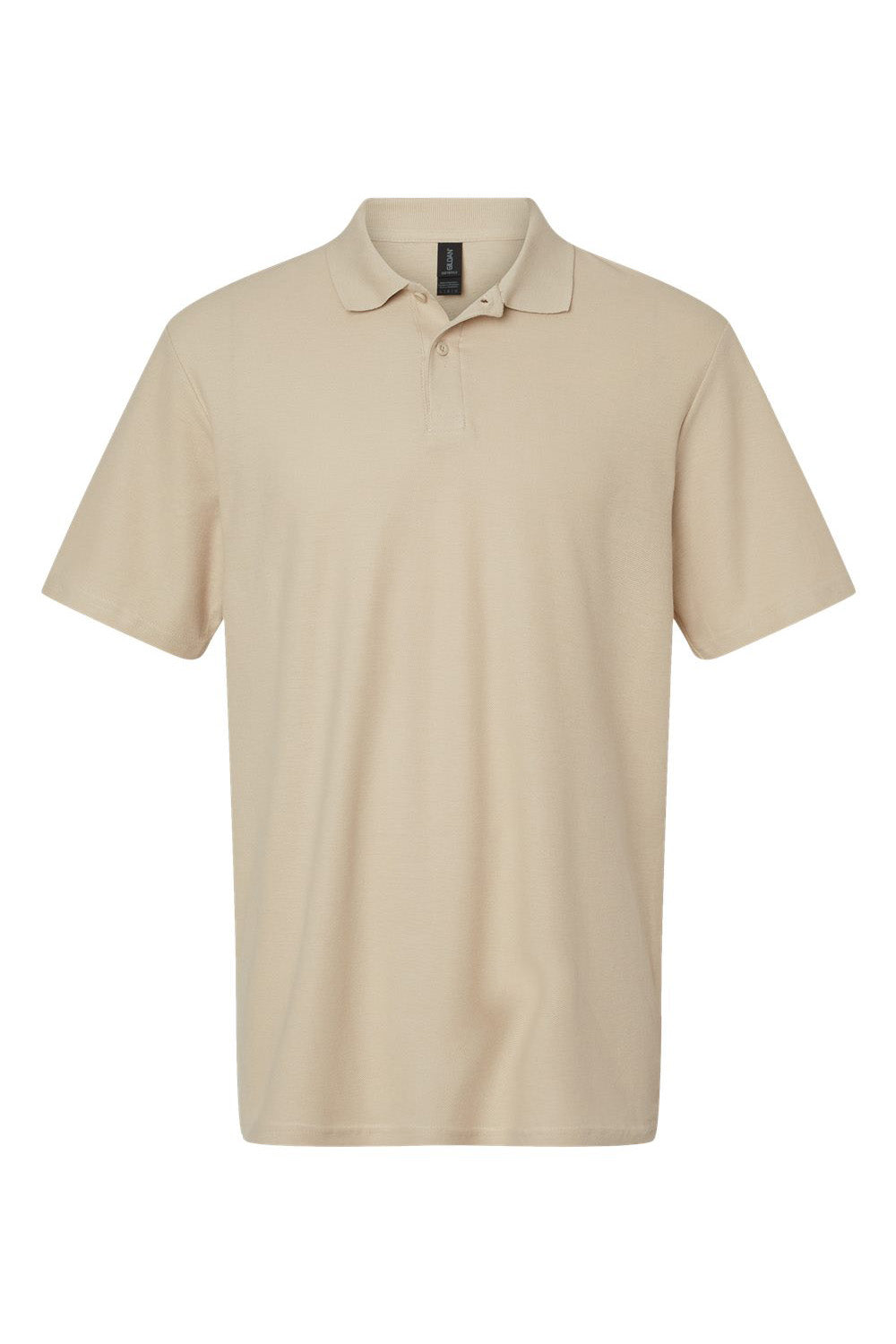 Gildan G648 Mens SoftStyle Double Pique Short Sleeve Polo Shirt Sand Flat Front