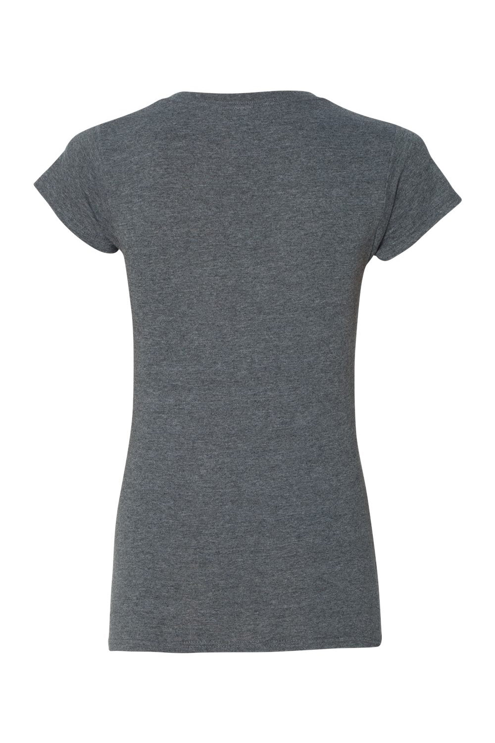 Gildan 64V00L/G64VL Womens Softstyle Short Sleeve V-Neck T-Shirt Heather Dark Grey Flat Back