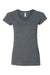 Gildan 64V00L/G64VL Womens Softstyle Short Sleeve V-Neck T-Shirt Heather Dark Grey Flat Front