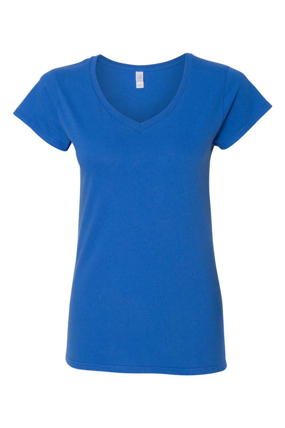 Gildan 64V00L/G64VL Womens Softstyle Short Sleeve V-Neck T-Shirt Royal Blue Flat Front