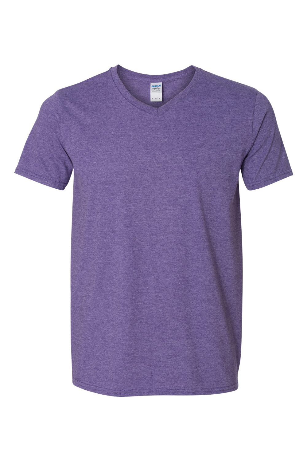 Gildan 64V00/G64V Mens Softstyle Short Sleeve V-Neck T-Shirt Heather Purple Flat Front