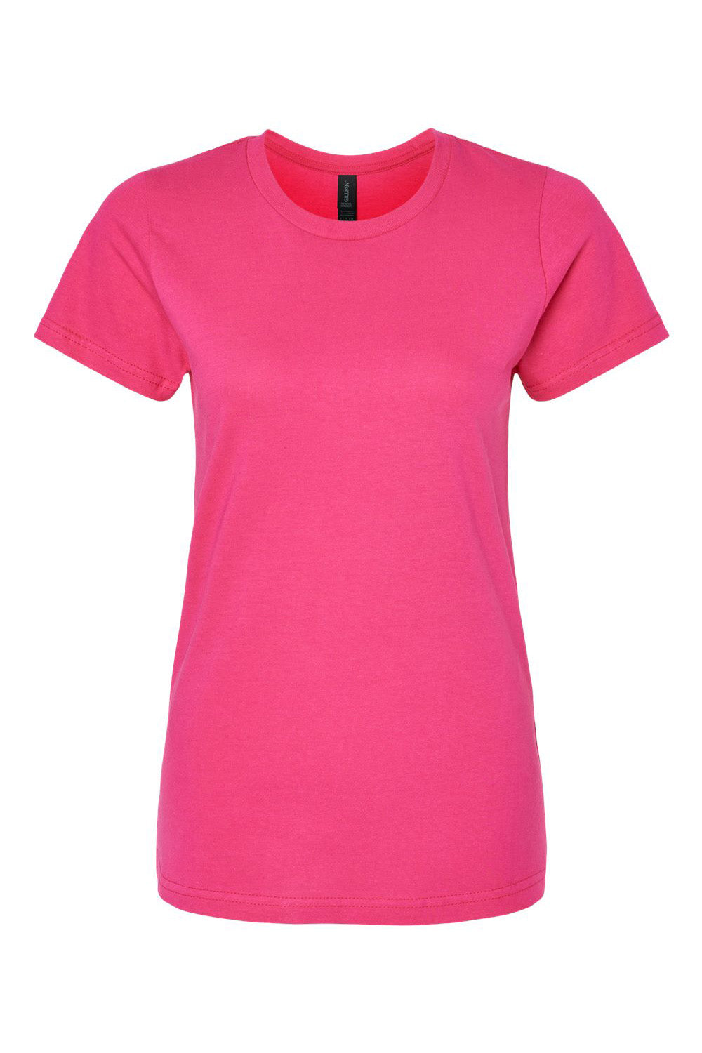 Gildan G650L Womens Softstyle Short Sleeve Crewneck T-Shirt Heliconia Pink Flat Front