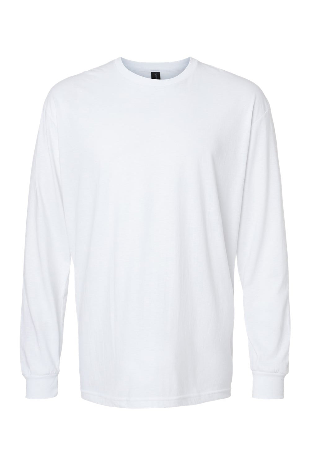 Gildan 67400 Mens Softstyle CVC Long Sleeve Crewneck T-Shirt White Flat Front