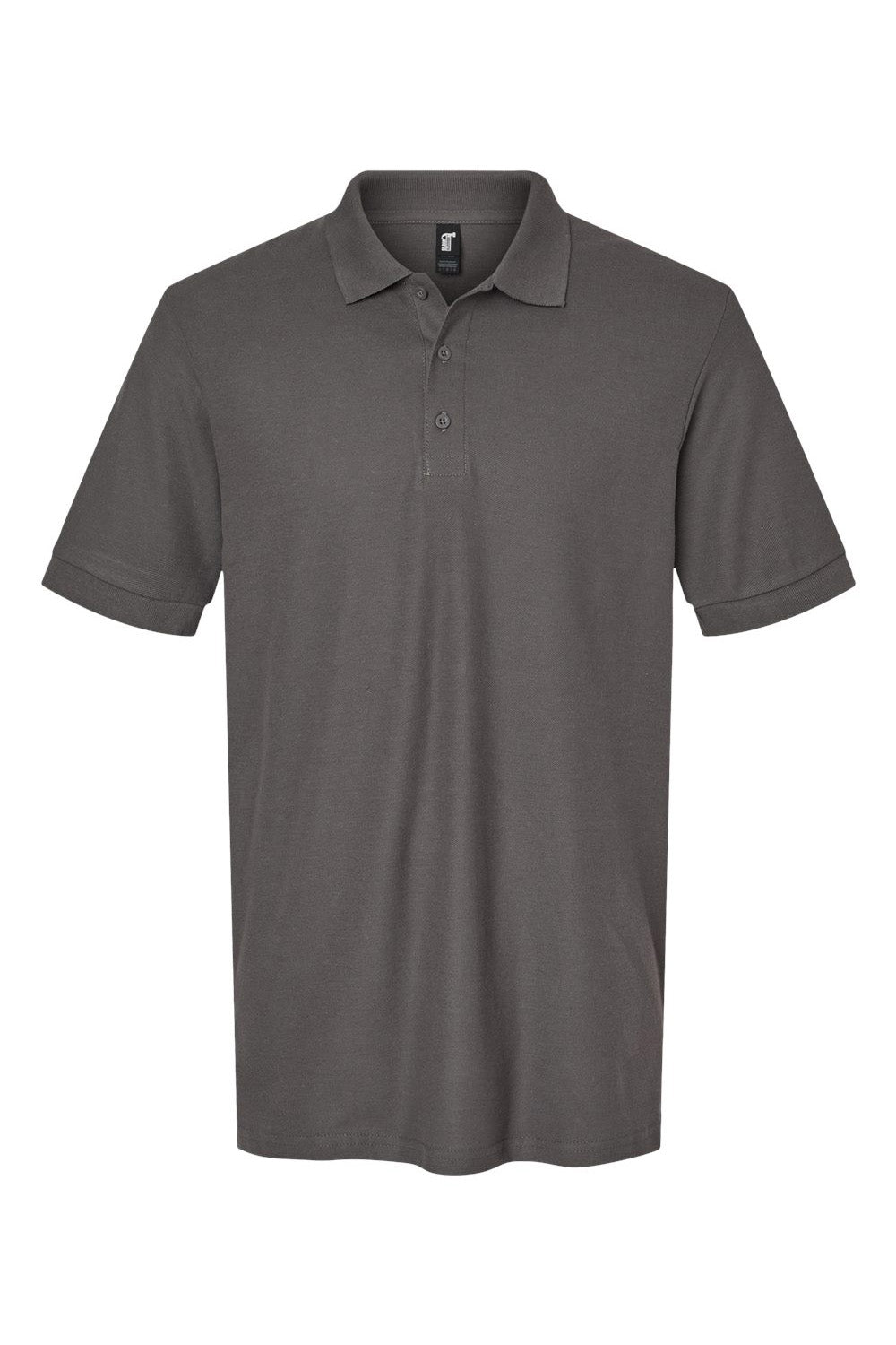 Gildan G858 Mens Double Pique Short Sleeve Polo Shirt Charcoal Grey Flat Front