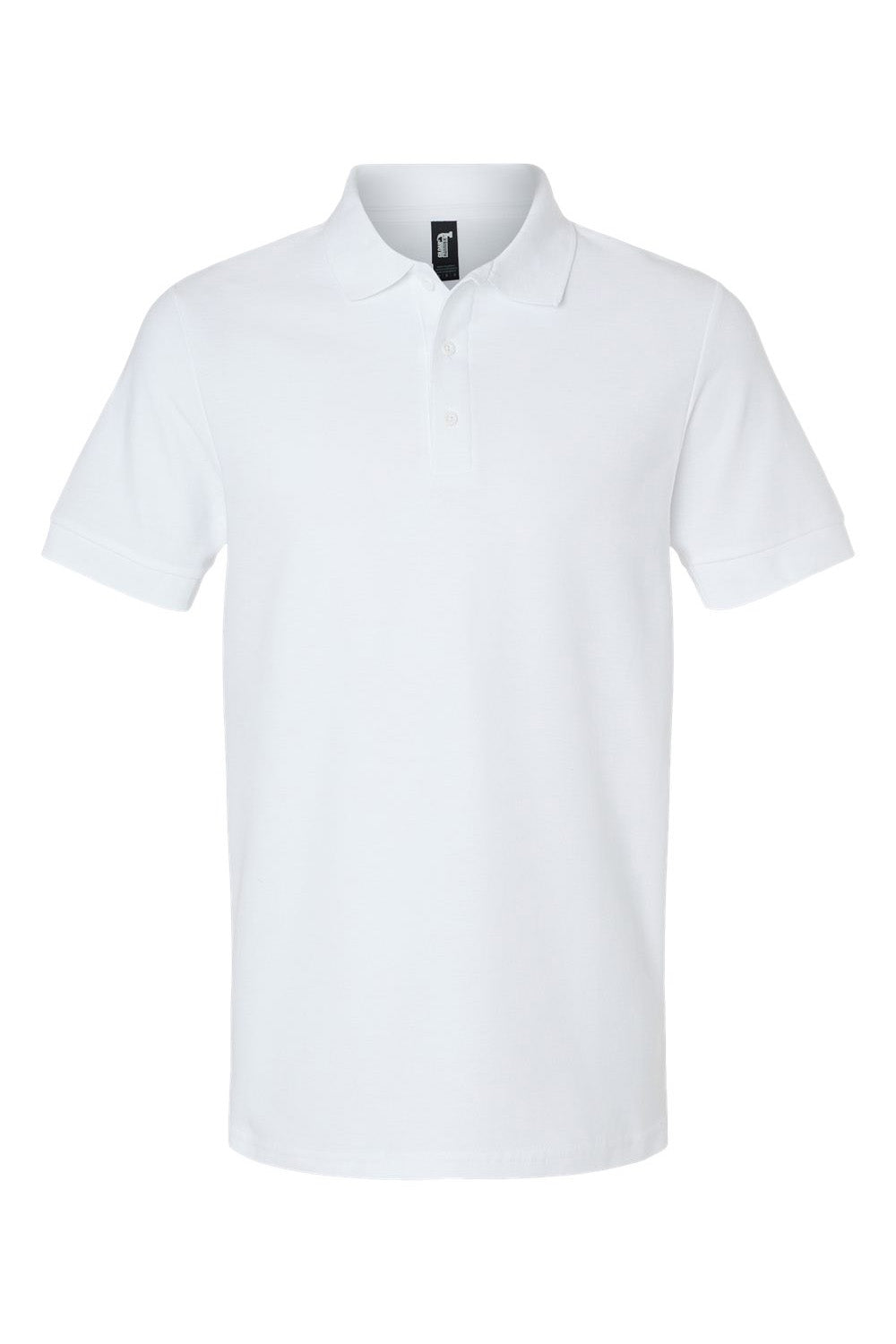 Gildan G858 Mens Double Pique Short Sleeve Polo Shirt White Flat Front