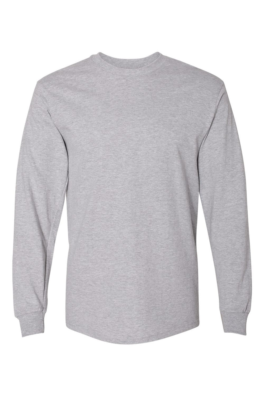 Gildan H400 Mens Hammer Long Sleeve Crewneck T-Shirt Sport Grey Flat Front