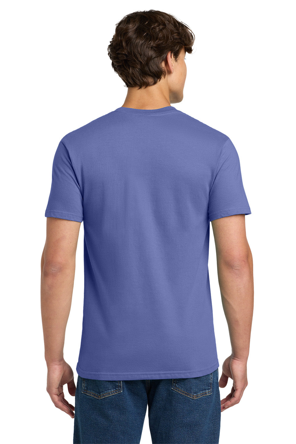 Gildan H000 Mens Hammer Short Sleeve Crewneck T-Shirt Flo Blue Model Back