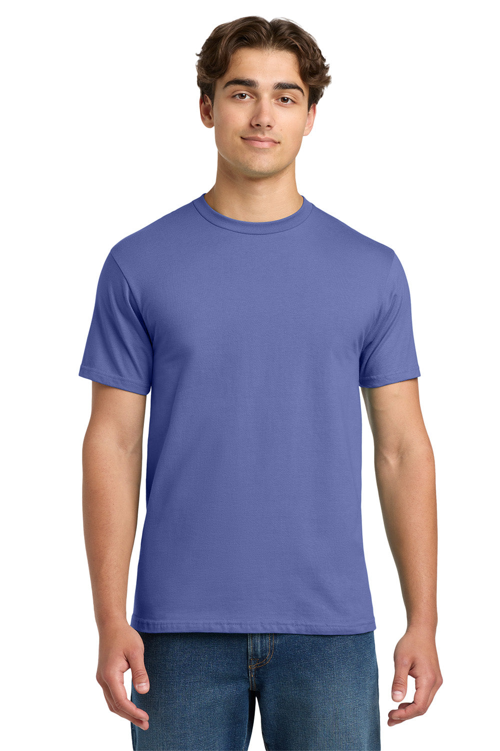 Gildan H000 Mens Hammer Short Sleeve Crewneck T-Shirt Flo Blue Model Front