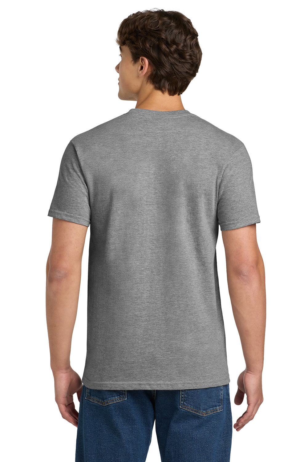 Gildan H000 Mens Hammer Short Sleeve Crewneck T-Shirt Heather Graphite Grey Model Back