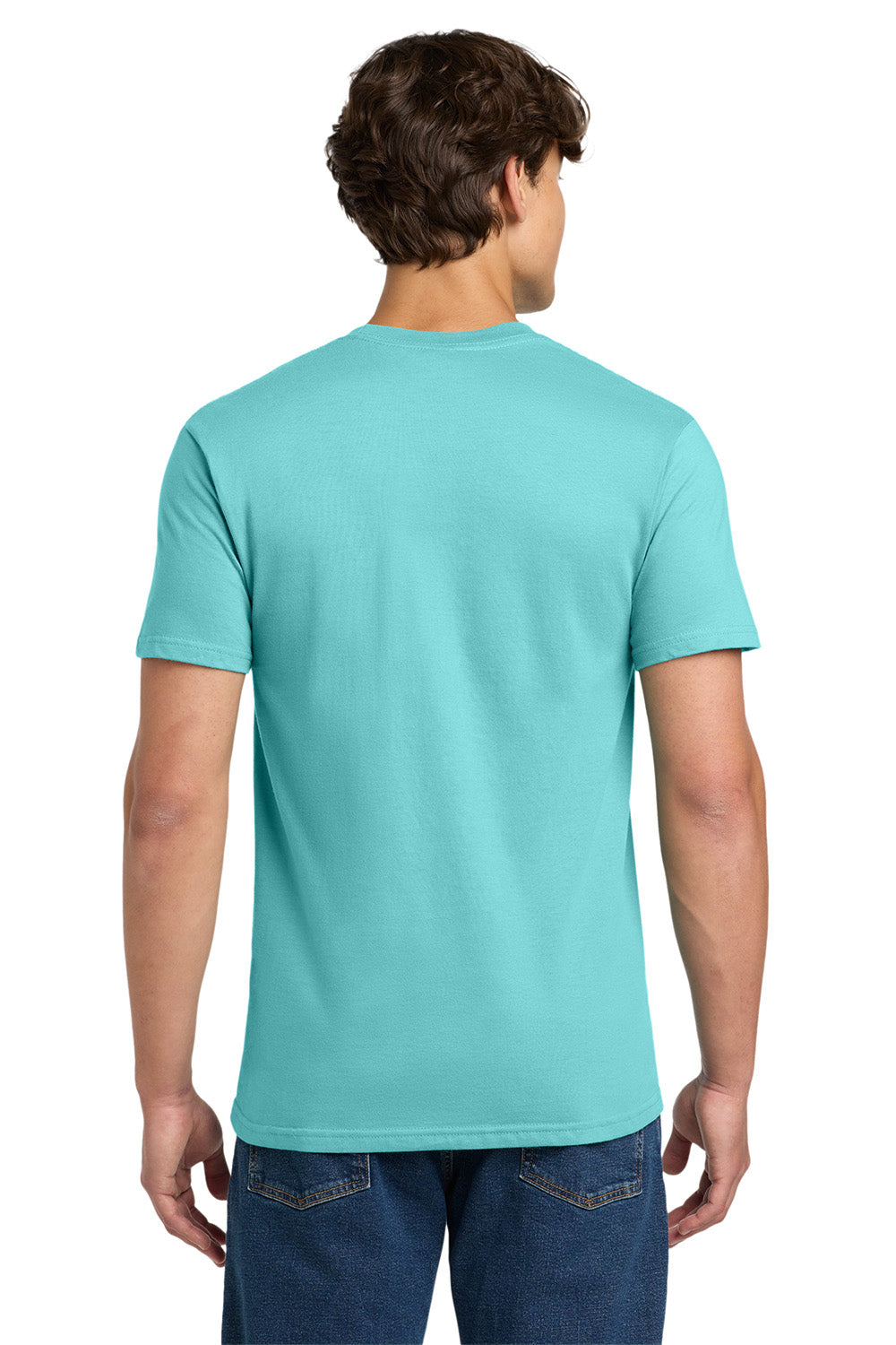 Gildan H000 Mens Hammer Short Sleeve Crewneck T-Shirt Lagoon Blue Model Back